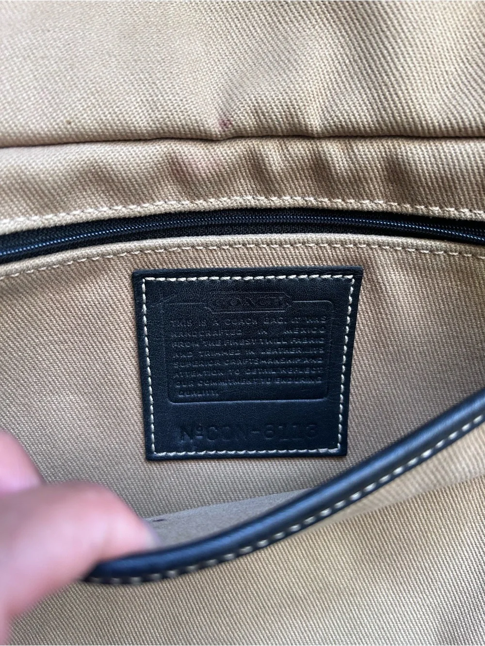 Canvas and Leather Trim Shoulder Bag - Beige